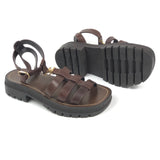 Brown CLEA Gladiator Leather Sandals / CELINE - Size 37