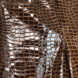 Brown Croc-effect Straight Leg Glossy Leather Pants / MUUBAA - Size 36