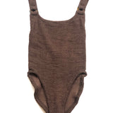 Brown DOMINO Crinkle Knit One-piece Swimsuit / HUNZA G - One Size