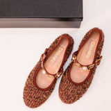 Brown Embellished Wool Tweed Ballet Flats / CHANEL - Size 38