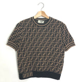 Brown FF Knitted Pullover Top / FENDI - Size IT 40