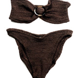Brown FLOR Crinkle Knit Bikini Bottom / HUNZA G - One Size