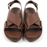 Brown FUSSBET Leather Sandals / MARNI - Size 38.5