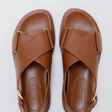 Brown FUSSBET Leather Sandals / MARNI - Size 38.5