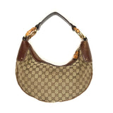 Brown GG Canvas Bamboo Ring Hobo Bag / GUCCI