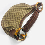 Brown GG Canvas Bamboo Ring Hobo Bag / GUCCI