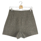 Brown Herringbone Golden Sequin Shorts / SANDRO - Size 38