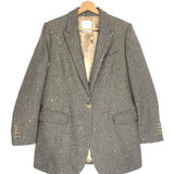 Brown Herringbone Golden Sequin Suit Jacket / SANDRO - Size 36