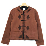Brown JASPER Folkloric-inspired Graphic Embroidered Jacket / MARIA DE LA ORDEN - Size 38