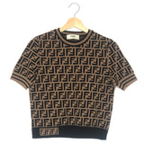 Brown Knitted FF Pullover Top / FENDI - Size 36