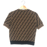 Brown Knitted FF Pullover Top / FENDI - Size 36