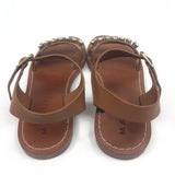 Brown Leather Crystal-embellished Ankle Strap Sandals / MARNI - Size 38