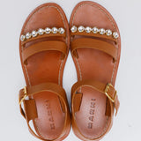 Brown Leather Crystal-embellished Ankle Strap Sandals / MARNI - Size 38