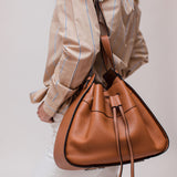Brown Leather HAMMOCK M Drawstring Bag / LOEWE