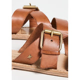 Brown Leather MARGARET Flat Sandals with Crossover Leather Straps / GOLDEN GOOSE - Size 37