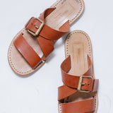 Brown Leather MARGARET Flat Sandals with Crossover Leather Straps / GOLDEN GOOSE - Size 37