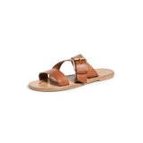 Brown Leather MARGARET Flat Sandals with Crossover Leather Straps / GOLDEN GOOSE - Size 37