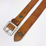 Brown Leather Printed Belt / HTC LOS ANGELES - Size 80cm