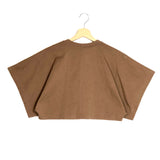 Brown Logo Wide Sleeves Jersey Cropped T-shirt / ALAIA - Size 42