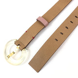 Brown LOUISE Embossed Leather Waist Belt / LIZZIE FURTUNATO - Size XS