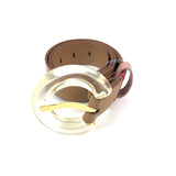 Brown LOUISE Embossed Leather Waist Belt / LIZZIE FURTUNATO - Size XS