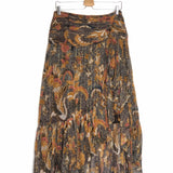 Brown Metallic Floral Pattern Side-slit Maxi Skirt / ULLA JOHNSON - Size US 8