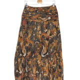 Brown Metallic Floral Pattern Side-slit Maxi Skirt / ULLA JOHNSON - Size US 8