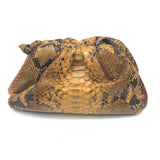 Brown Python Leather Clutch with Strap / SISTA PARIS