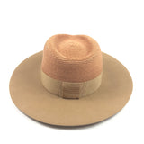 Brown Raffia and Felt Fedora Hat / MAISON MICHEL - Size M