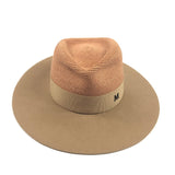 Brown Raffia and Felt Fedora Hat / MAISON MICHEL - Size M
