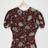 Brown Ruched Floral-print Silk Crepe de Chine Blouse - model ELISE / ULLA JOHNSON - Size 4