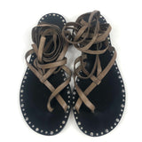 Brown Strappy Studded Leather Sandals / ISABEL MARANT - Size 37