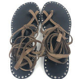 Brown Strappy Studded Leather Sandals / ISABEL MARANT - Size 37
