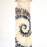 Brown Tie-dye RAMO Sunny Organic Sleeveless Linen Long Dress / KUTJEN - Size 1