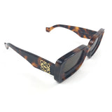 Brown Havana Rectangle Anagram Sunglasses / LOEWE