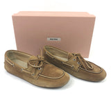 Brown Unlined Bleached Suede Boat Shoes / MIU MIU - Size 36