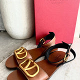 Brown VLOGO Flat Sandals / VALENTINO - Size 36