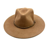 Brown Wide Brim ISABELLA Felt Hat With Tonal Braided Leather Band / SPELL X CONNER HATS - Size S