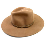 Brown Wide Brim ISABELLA Felt Hat With Tonal Braided Leather Band / SPELL X CONNER HATS - Size S