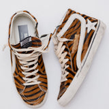 Brown Zebra-print SLIDE High-top Sneakers / GOLDEN GOOSE - Size 39