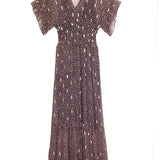 Brown/Black Metallic MELA Embroidered Silk Chiffon Maxi Dress / BA&SH - Size 1