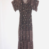 Brown/Black Mela Metallic-embroidered Silk-chiffon Maxi Dress / BA&SH - Size 0