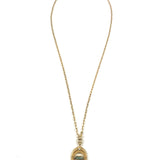 Brushed Gold-plated Oval Links with Oval Labradorite Eye Pendant ISIS Necklace / HANKA IN