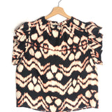 Obsidian IREN Ikat Printed Flutter Sleeves Silk Blouse / ULLA JOHNSON - Size US 6