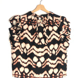 Obsidian IREN Ikat Printed Flutter Sleeves Silk Blouse / ULLA JOHNSON - Size US 6