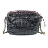 Burgundy and Khaki CHARLY Python Suede Bag / CLARIS VIROT