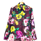 Burgundy Camelia Print Silk Voile Co-Ord Set / DOLCE & GABBANA - Size Top IT 42 | Skirt IT 38