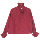 Burgundy EZRA Frilled Turtleneck Long Sleeves Shirt / THE LABEL EDITION - Size S
