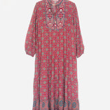 Burgundy Floral-and-Motif  Embroidered  ARIANA Dress  / MAISON HOTEL - Size XS