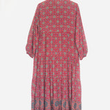 Burgundy Floral-and-Motif  Embroidered  ARIANA Dress  / MAISON HOTEL - Size XS